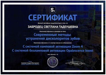 Certificates, awards, diplomas - Забродец Светлана Тадеушевна